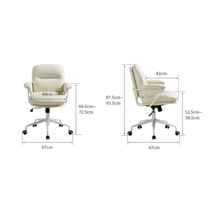 Nadine Height Adjustable Office Chair/Computer Chair with Armrests Scratch-Resistant Fabric White Color