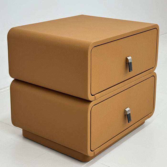 Nita Premium PU Leather Bedside Table with Drawers/Night Stand with Storage