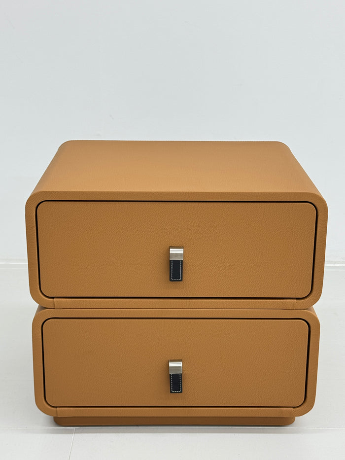Nita Premium PU Leather Bedside Table with Drawers/Night Stand with Storage