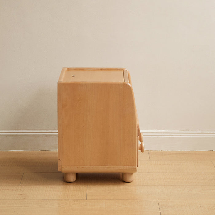 Norman 0.4m FAS-Graded Solid Beech Wood Children Side Table with Drawer/Light