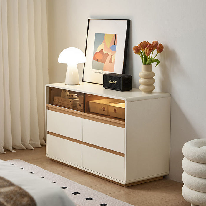 Nova 100cm Multi-Drawer Bedside Storage Cabinet for Home Natural Wood & Cream White Color