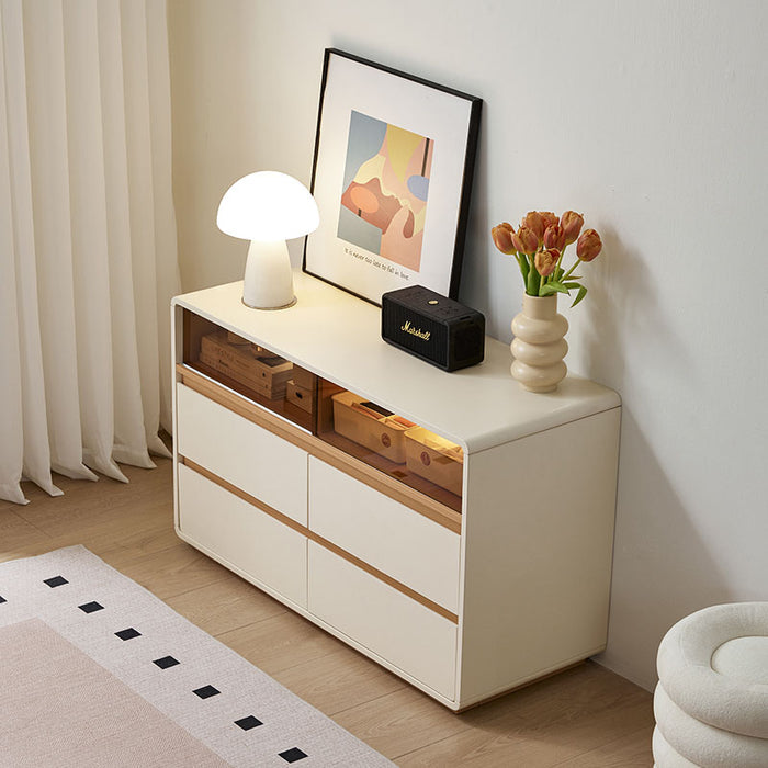 Nova 100cm Multi-Drawer Bedside Storage Cabinet for Home Natural Wood & Cream White Color
