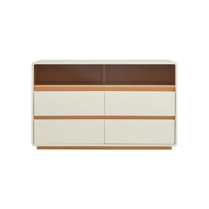 Nova 100cm Multi-Drawer Bedside Storage Cabinet for Home Natural Wood & Cream White Color