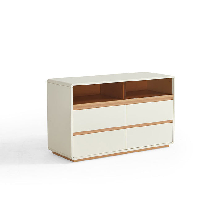 Nova 100cm Multi-Drawer Bedside Storage Cabinet for Home Natural Wood & Cream White Color