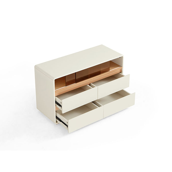 Nova 100cm Multi-Drawer Bedside Storage Cabinet for Home Natural Wood & Cream White Color