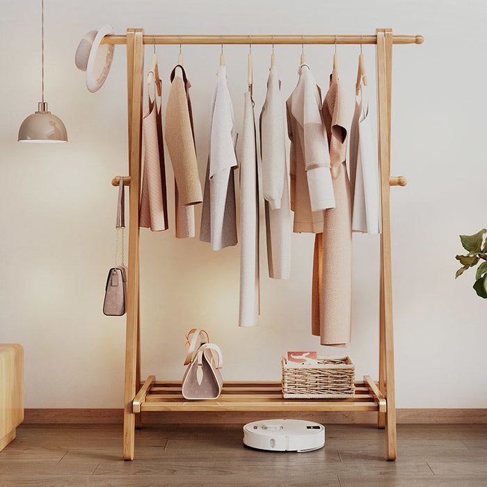 Oak Solidwood Clothing Racks Hanger/Stylish Entryway Coat Rack with Shelf