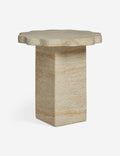 Open Box: Scalloped Indoor / Outdoor Side Table, Beige Marble by Sarah Sherman Samuel