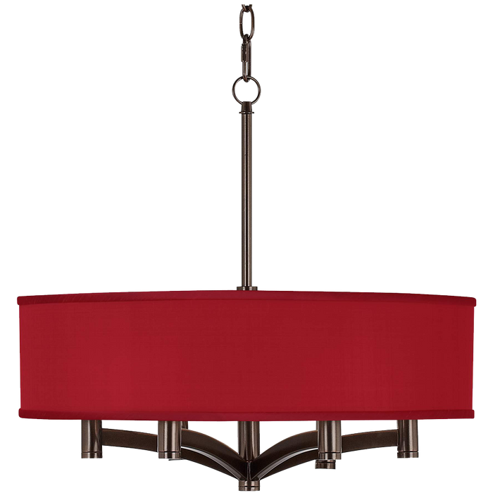 Orange Faux Silk Ava 6 Light Bronze Pendant Chandelier