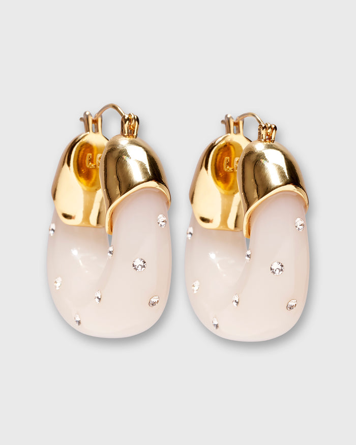 Organic Hoop Earrings in Studded Ivory