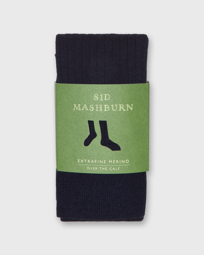 Over-The-Calf Dress Socks in Navy Extra Fine Merino