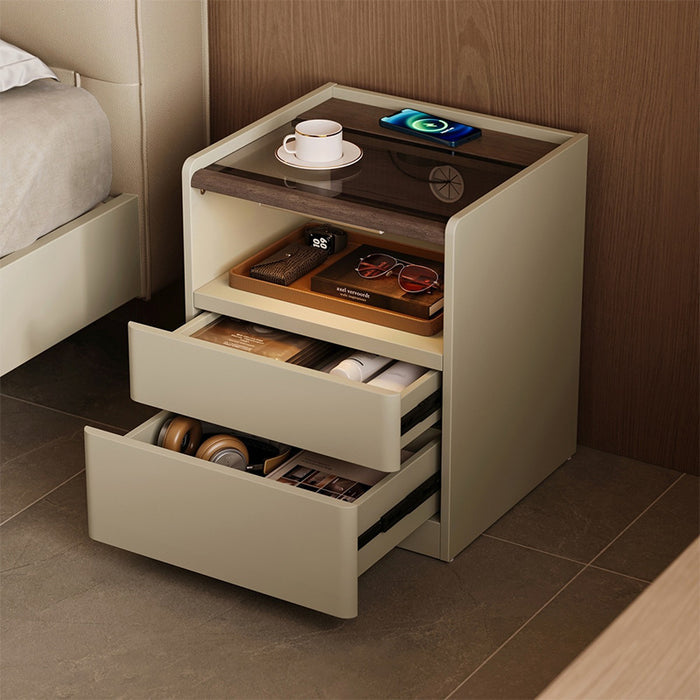 Paige Side Table/Bedside Table with Drawer/Light For Bedroom