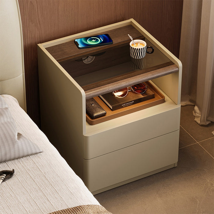 Paige Side Table/Bedside Table with Drawer/Light For Bedroom