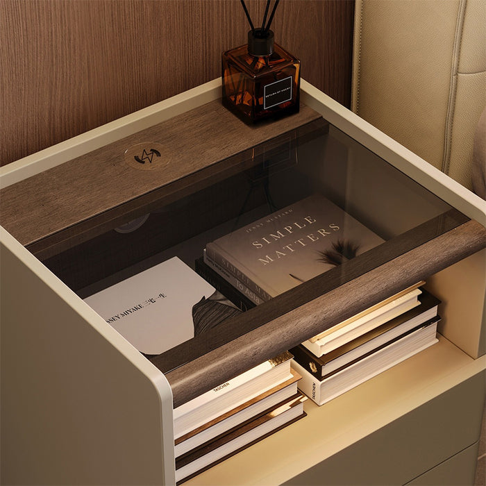 Paige Side Table/Bedside Table with Drawer/Light For Bedroom