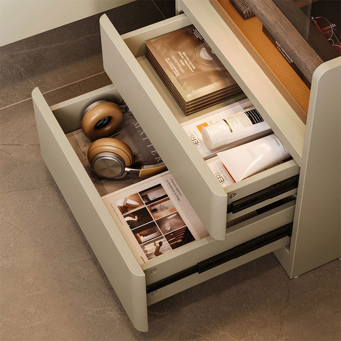 Paige Side Table/Bedside Table with Drawer/Light For Bedroom