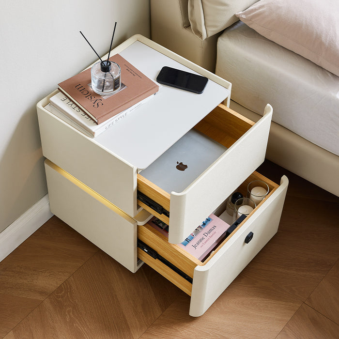 Patrick Side Table Bedside Table Storage Cabinet with Fingerprint Lock/LED Lighting