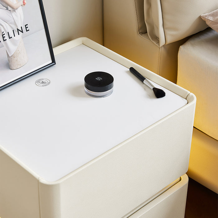 Patrick Side Table Bedside Table Storage Cabinet with Fingerprint Lock/LED Lighting