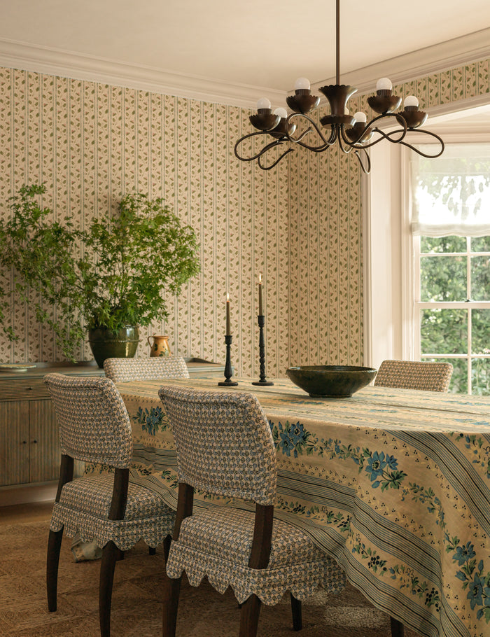 #color::green | Peony green textural terracotta decorative bowl by Heidi Caillier styled on a dining table.