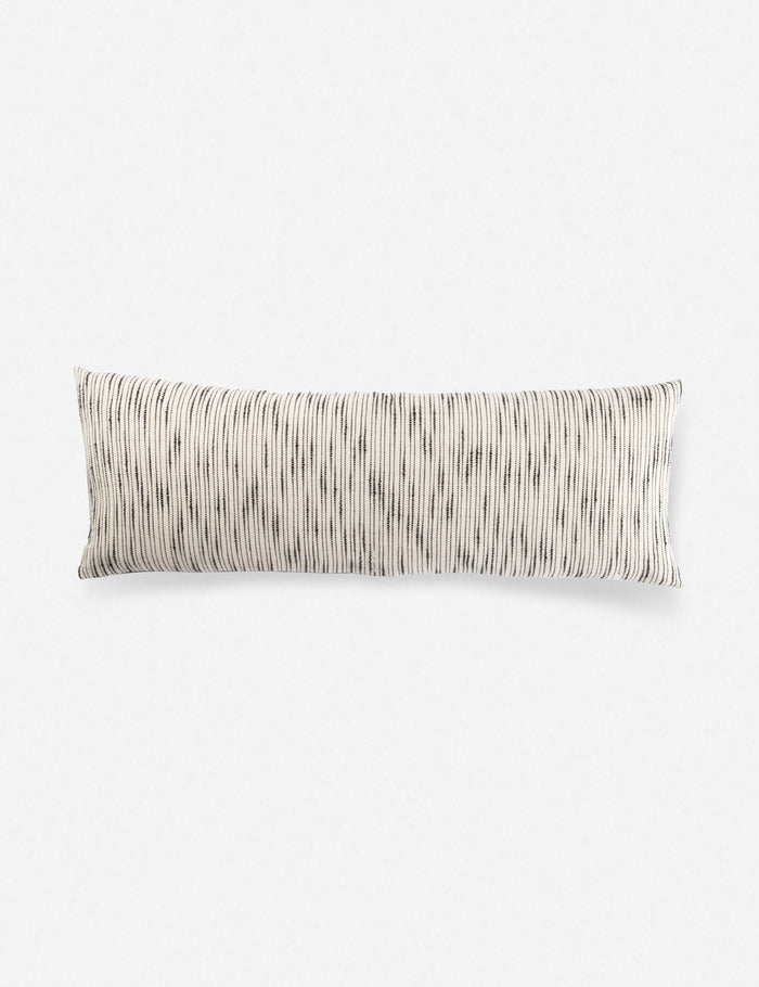 #color::natural-and-black #size::14--x-40- #insert::down #insert::polyester | Peregrine black and white marled striped lumbar pillow