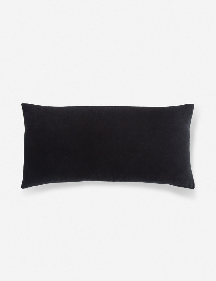 #color::natural-and-black #size::12--x-24- #insert::down #insert::polyester | Rear view of the Peregrine black and white marled striped lumbar pillow