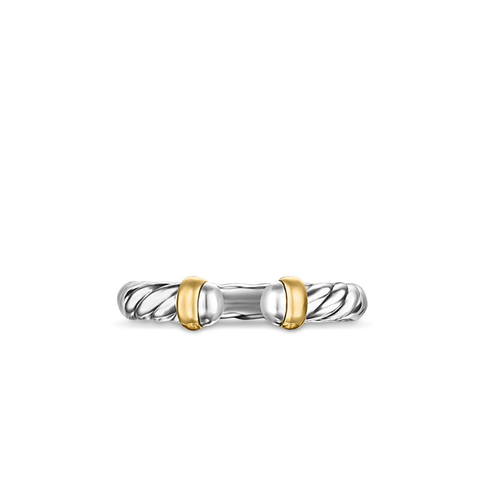 Petite Cable Ring in Sterling Silver with 14K Yellow Gold, 3.4mm