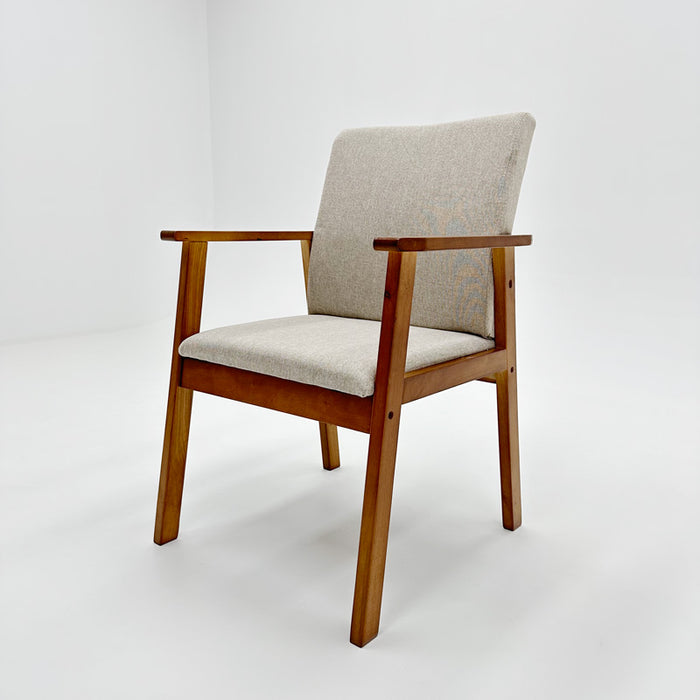 Pier Solid Timber Dining Chair /Rubberwood/Cotton and Linen/Walnut