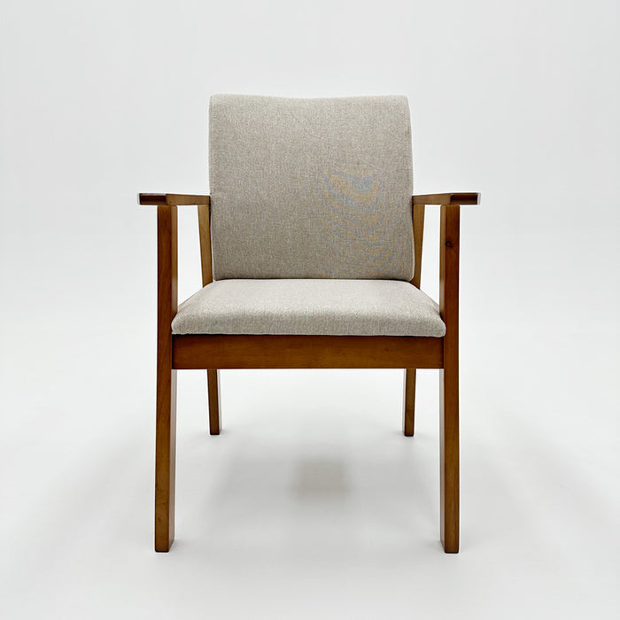 Pier Solid Timber Dining Chair /Rubberwood/Cotton and Linen/Walnut