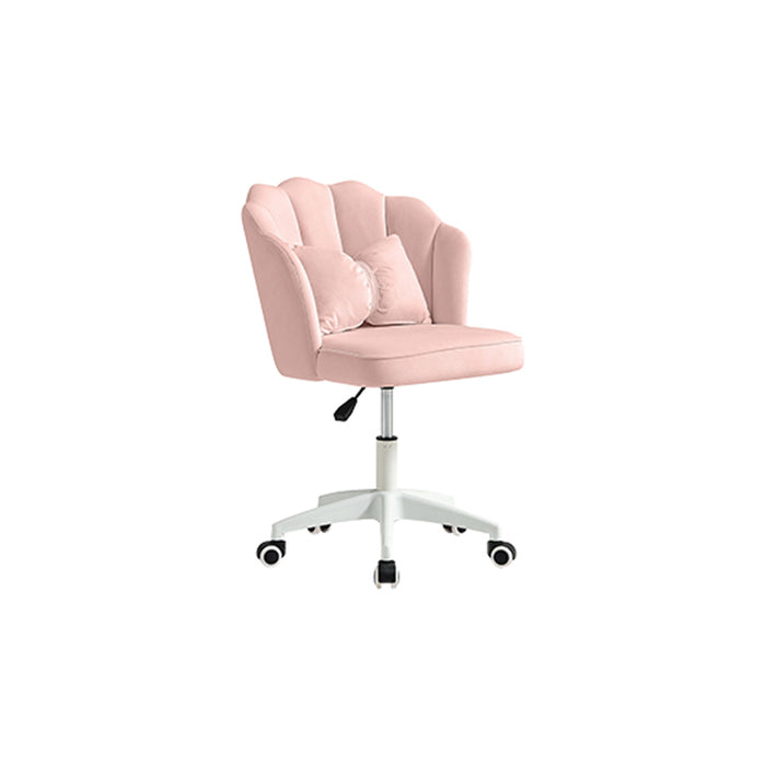 Pink Velvet Adjustable Height Swivel Computer Chair with Wheels and Cushion/Pink Office Chair