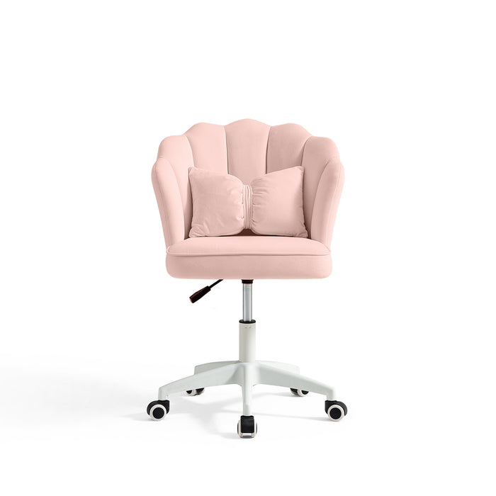 Pink Velvet Adjustable Height Swivel Computer Chair with Wheels and Cushion/Pink Office Chair