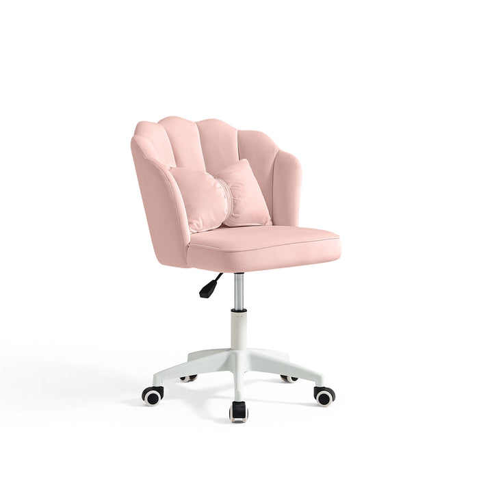 Pink Velvet Adjustable Height Swivel Computer Chair with Wheels and Cushion/Pink Office Chair