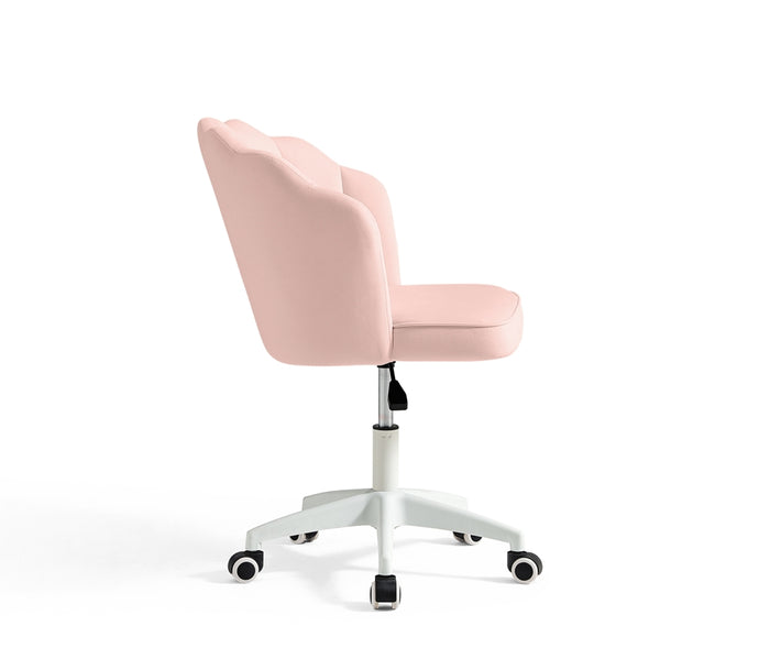 Pink Velvet Adjustable Height Swivel Computer Chair with Wheels and Cushion/Pink Office Chair