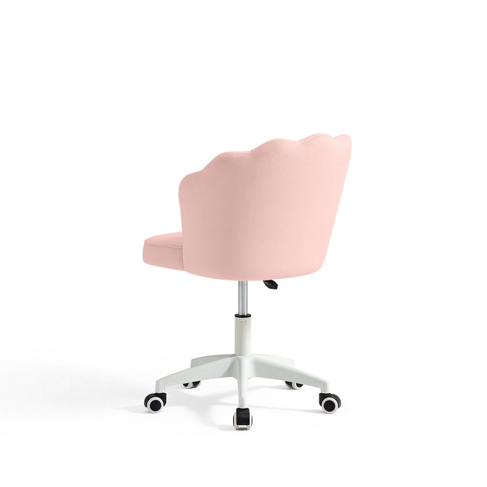 Pink Velvet Adjustable Height Swivel Computer Chair with Wheels and Cushion/Pink Office Chair
