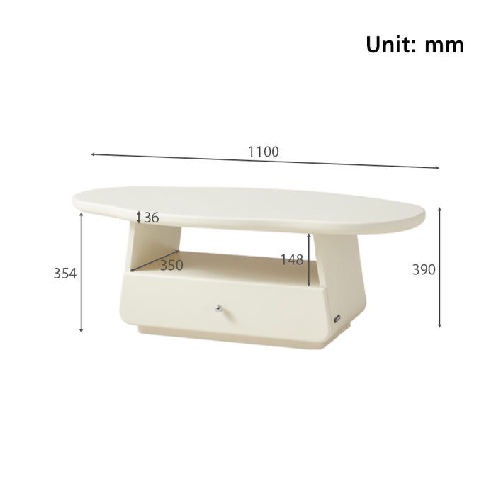 Preston Classic Design Cloud-Shaped Coffee Table White