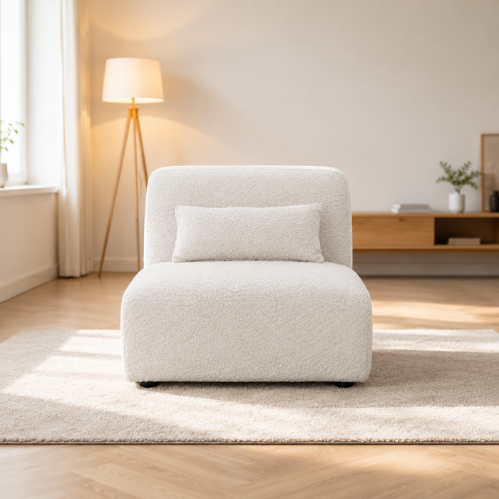 Pretty Modular Pure White Bouclé Upholstery Sofa/Single Sofa/Two Seater/Three Seater