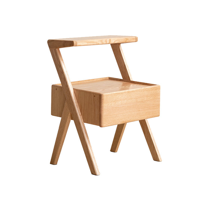 Ralph FAS-Graded Solid American Oak Wood Side Table with Drawer