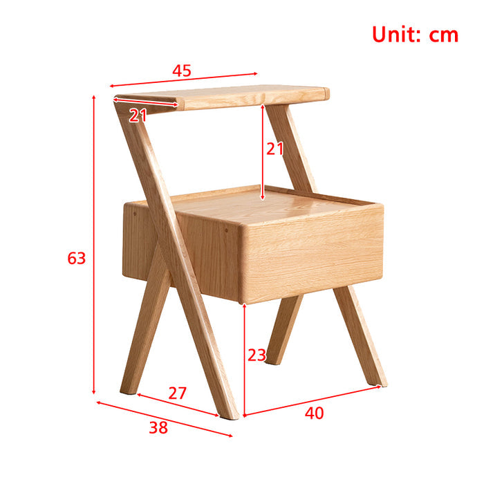 Ralph FAS-Graded Solid American Oak Wood Side Table with Drawer