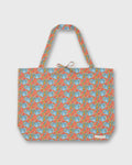 Reusable Tote Bag in Blue/Orange Clementina Liberty Fabric