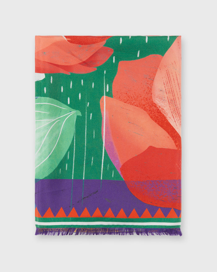 Reversible Silk Square Scarf in Cardinal Bloom