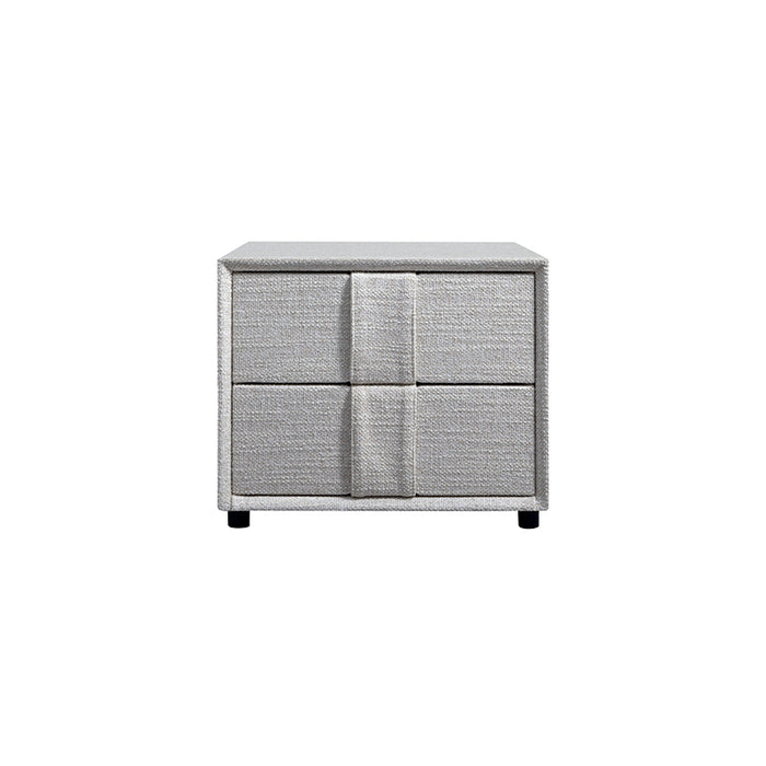 Ritt Grey Fabric Bedside Table with Drawers/Timber Frame Nightstand