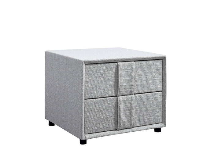 Ritt Grey Fabric Bedside Table with Drawers/Timber Frame Nightstand