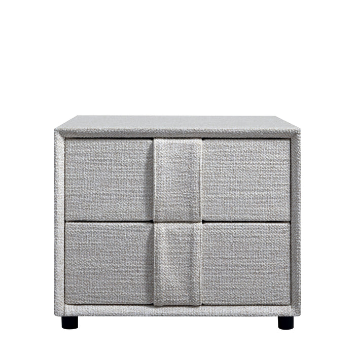 Ritt Grey Fabric Bedside Table with Drawers/Timber Frame Nightstand