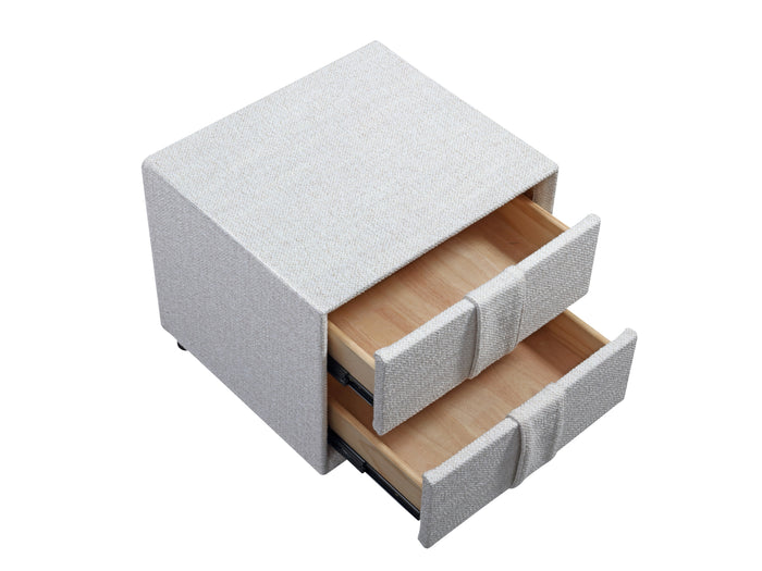 Ritt Grey Fabric Bedside Table with Drawers/Timber Frame Nightstand