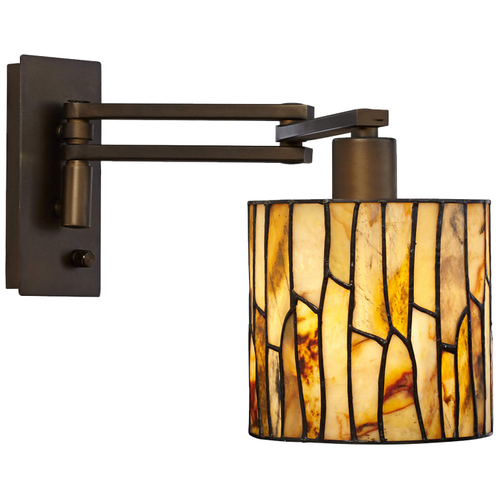 Robert Louis Tiffany Speckled Plug In Swing Arm Wall Lamp