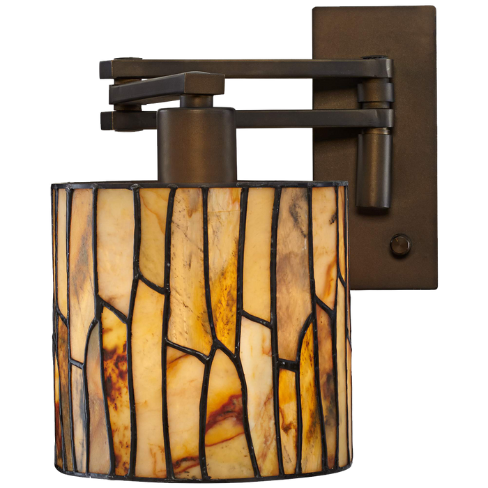 Robert Louis Tiffany Speckled Plug In Swing Arm Wall Lamp