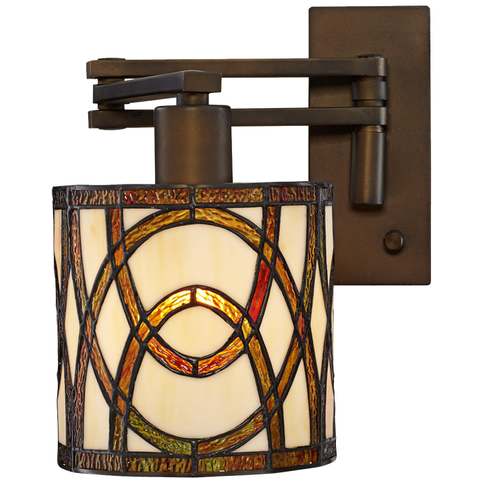 Robert Louis Tiffany Speckled Plug In Swing Arm Wall Lamp