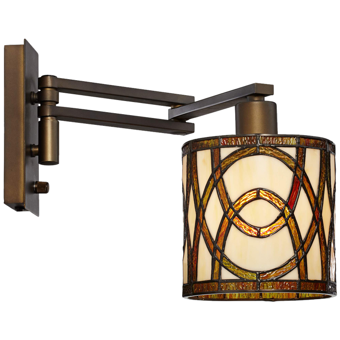 Robert Louis Tiffany Speckled Plug In Swing Arm Wall Lamp