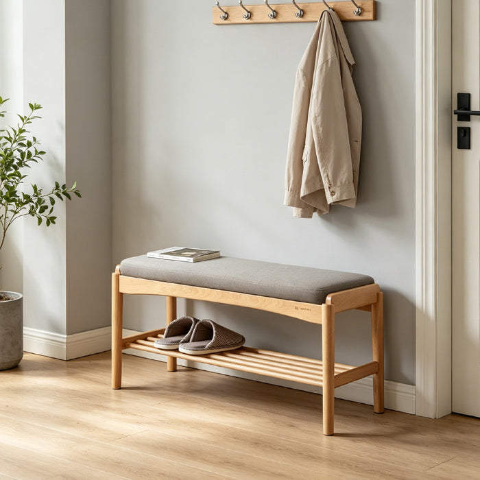 Rosalind 80cm/100cm Solid Beech Wood Entryway Shoe Cabinet/Shoe Changing Stool For Home Multiple Color