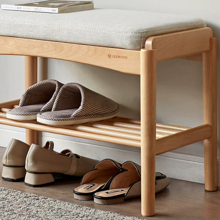 Rosalind 80cm/100cm Solid Beech Wood Entryway Shoe Cabinet/Shoe Changing Stool For Home Multiple Color