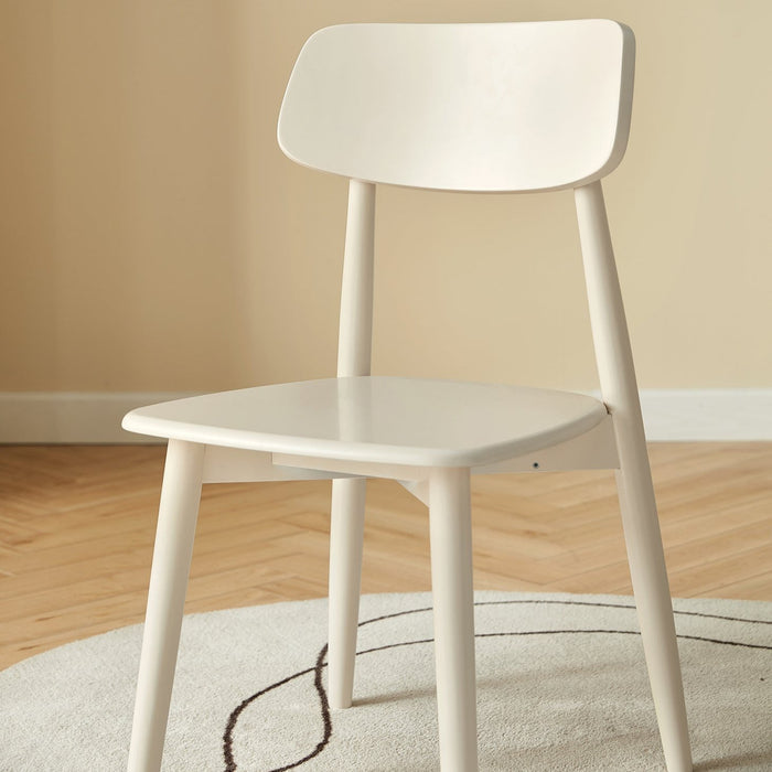 Roylee White Wooden Leg Dining Chair with Curved Backrest/No Cushion Dining Chair