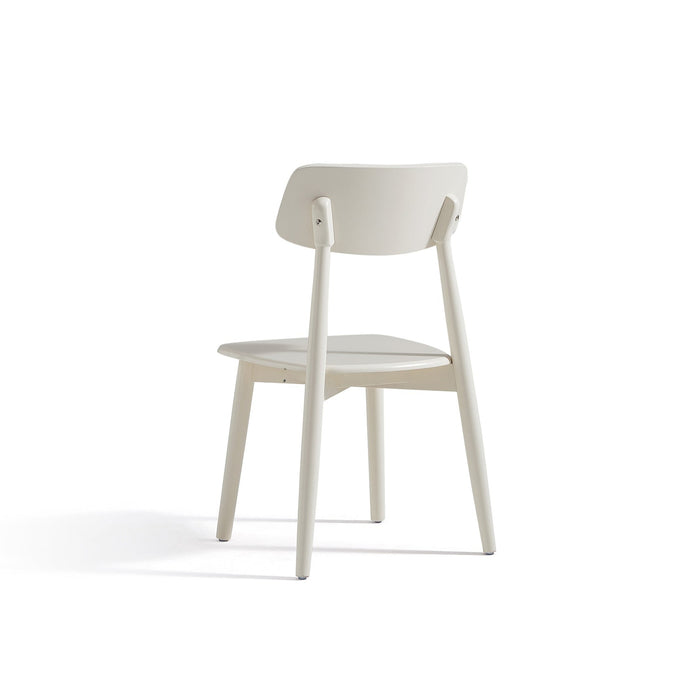 Roylee White Wooden Leg Dining Chair with Curved Backrest/No Cushion Dining Chair