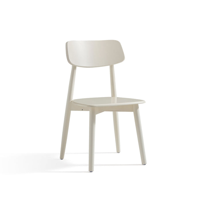 Roylee White Wooden Leg Dining Chair with Curved Backrest/No Cushion Dining Chair